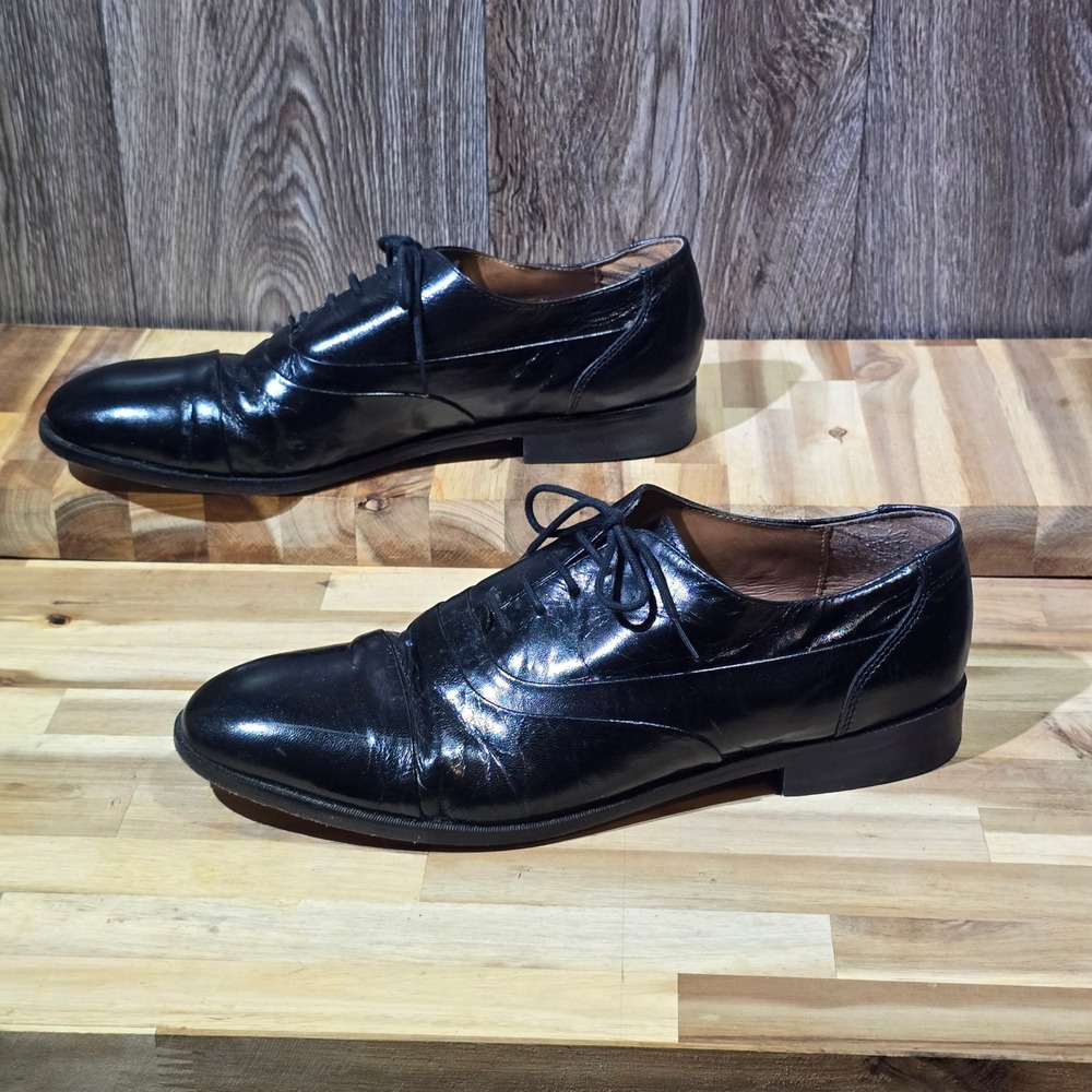 STACY ADAMS Mens Black Leather Oxford Dress Shoes Lace Up 12W Wide